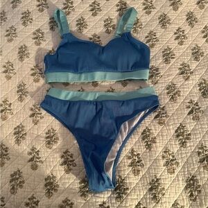 SHEIN Blue and Green Bikini Set